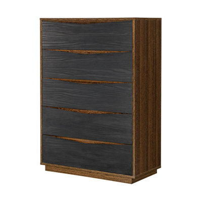 Commode 5 tiroirs Kayner - Gris anthracite