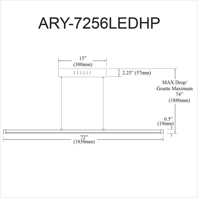 Bryanne 1 - Light LED Kitchen Island Pendant, 0.75" H x 48" W x 0.5" D, Matte White
