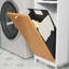 Armoire de rangement pour salle de bain avec façade en bambou et panier à linge