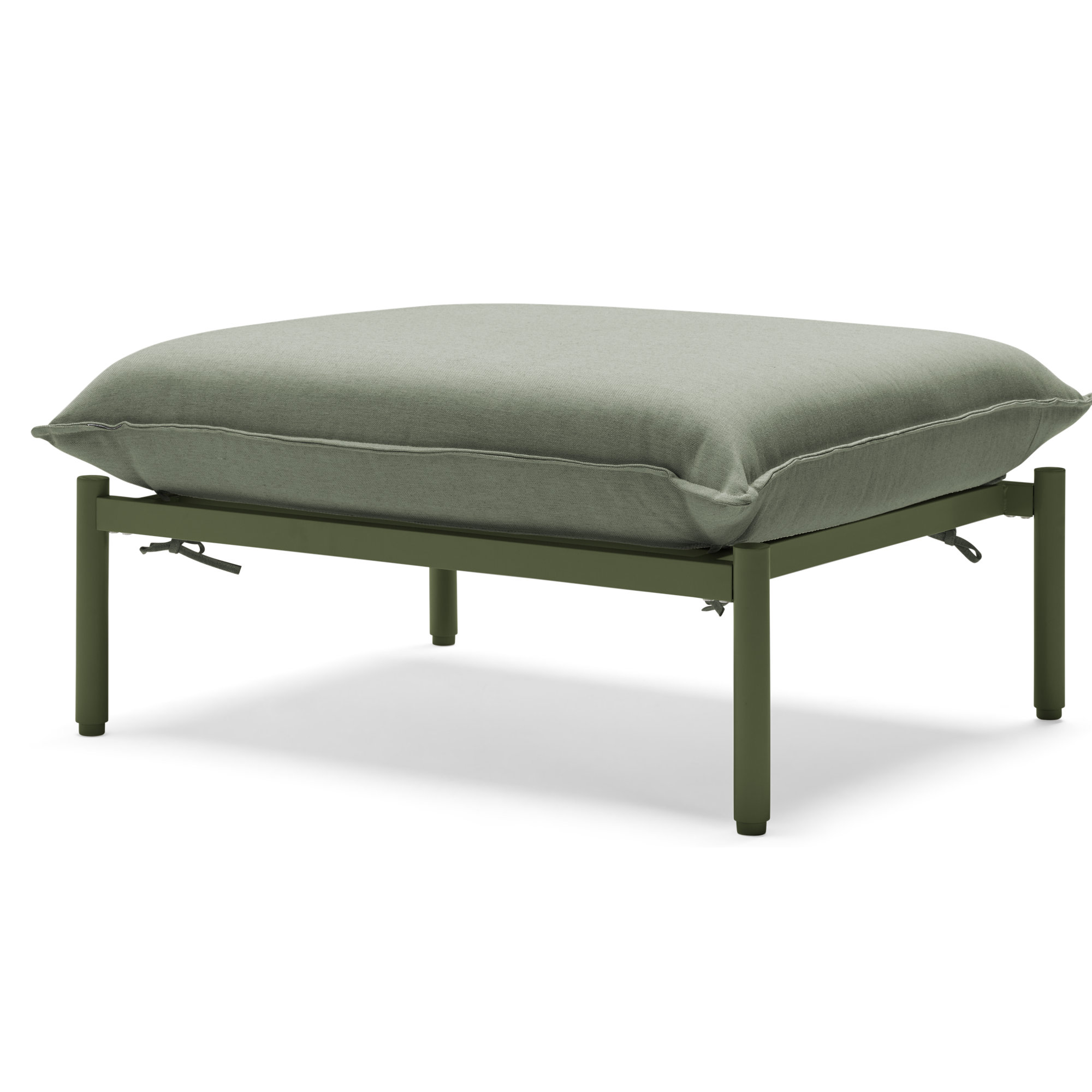 Metal Outdoor Ottoman with Sunbrella® Cushion, Olive