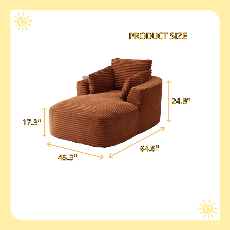 Très grand fauteuil inclinable en velours côtelé, Orange