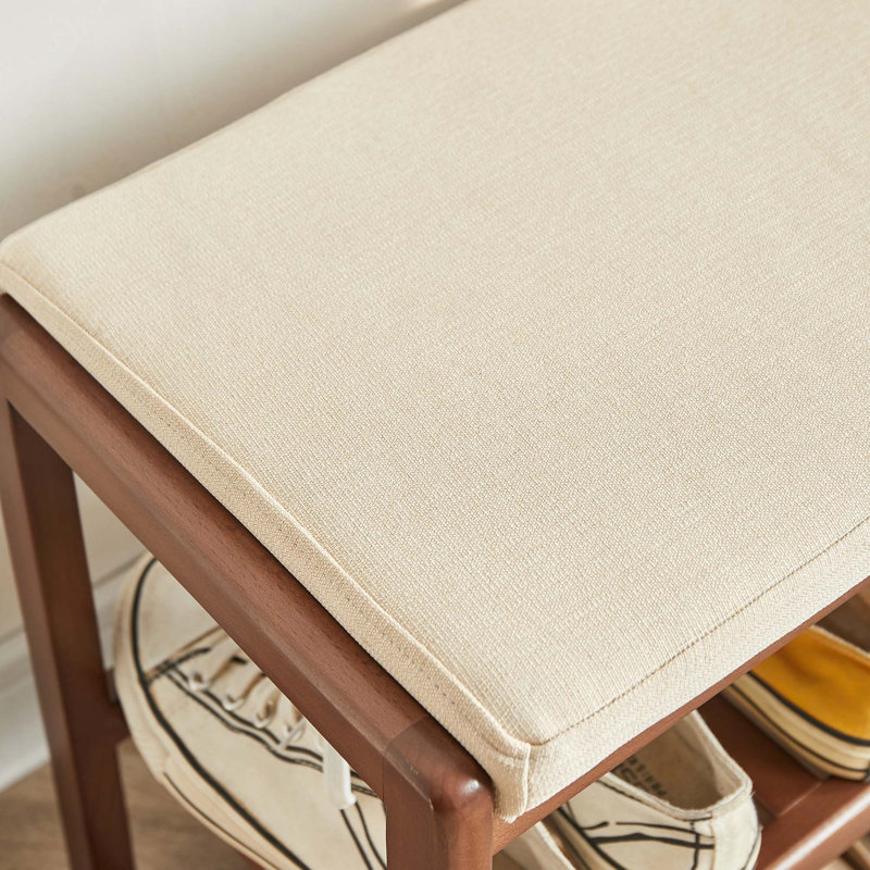 Banc de rangement pour chaussures Mid-Century, Noyer, Beige
