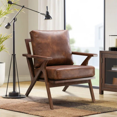 Fauteuil en similicuir avec structure en bois massif Joichiro 