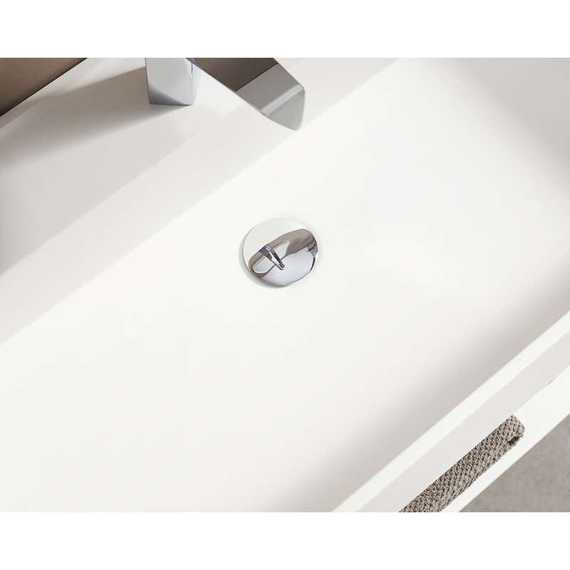 32 in. Wall-Mount Bathroom Solid Surface Vanity with Spacial Storage Area, White