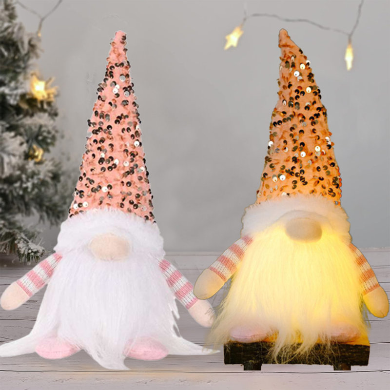 Poupée gnome de Noël scintillante, Rose