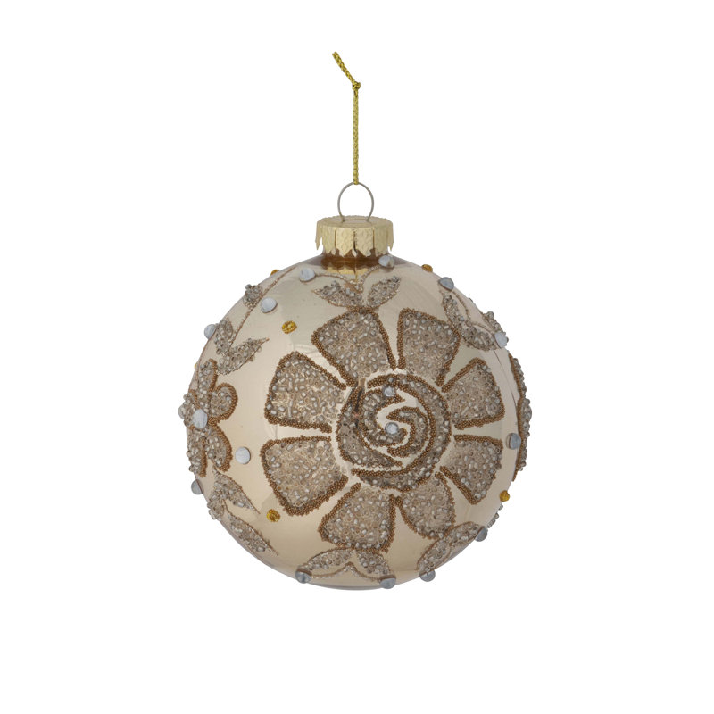 Holiday Splendor 4.5'' Floral Glass Plants & Flowers Ball Ornament