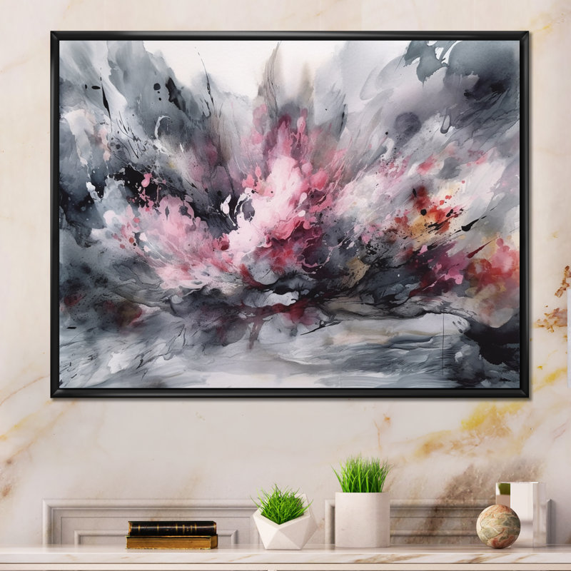 «Evolving In Pink Grey», impression sur toile, H 30 po x l 40 po x P 1,5 po, Cadre flottant noir