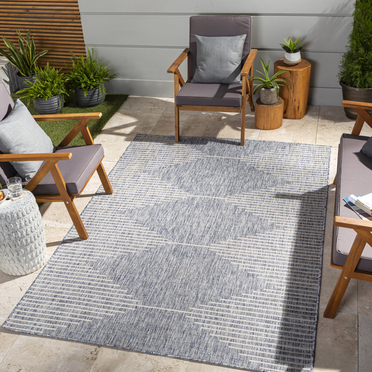 Mendota Irielle Geometric Royal Blue Indoor/Outdoor Area Rug
