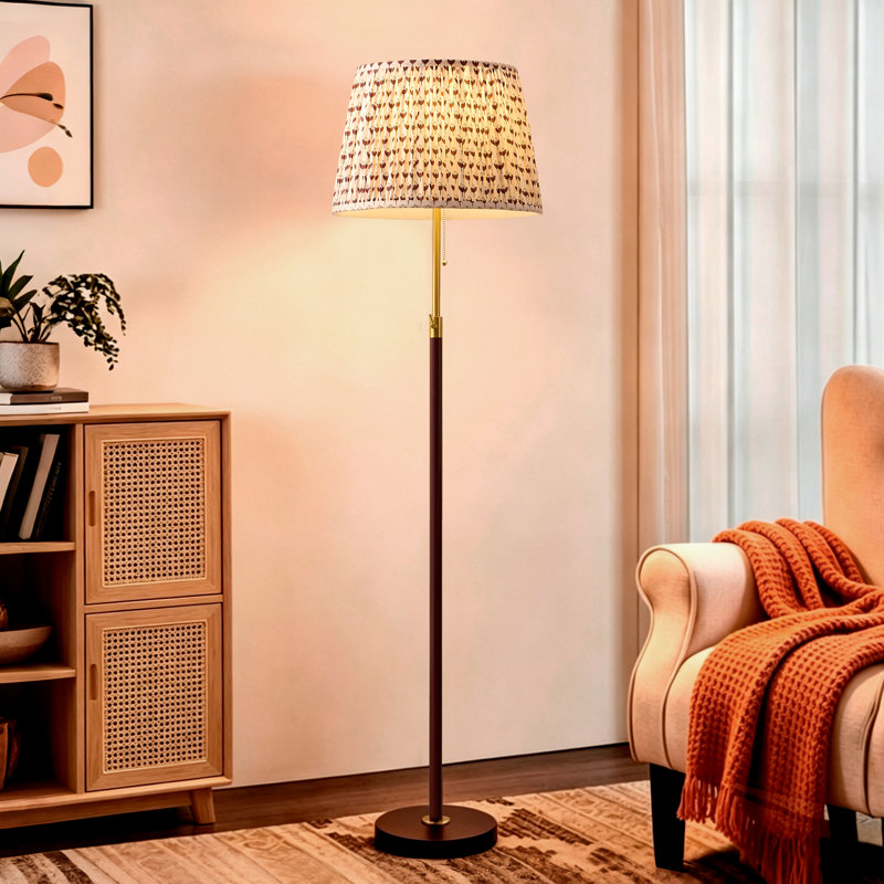 Lampe sur pied moderne réglable avec abat-jour en tissu