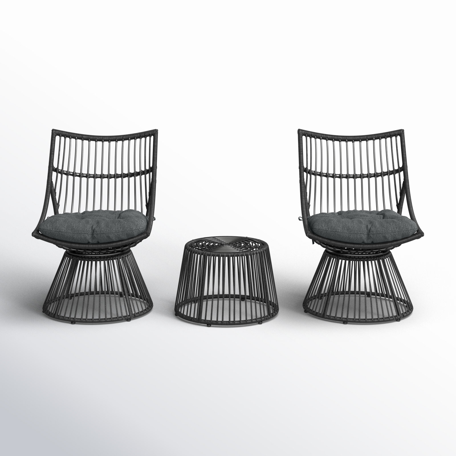 Fiona 2 - Person Patio Conversation Set with Cushions, Gray, Gray