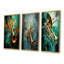 Trombone Tribute Jazzed Jade - ensemble de 3 reproductions d'art sur toile-913487809-913487870