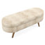 Banc de rangement ovale brun, pieds en bois d'hévéa, fabrication à la main, structure en bois franc, tabouret de pieds, option de siège, tissu plissé, banc de rangement, repose-pieds, siège, fonction