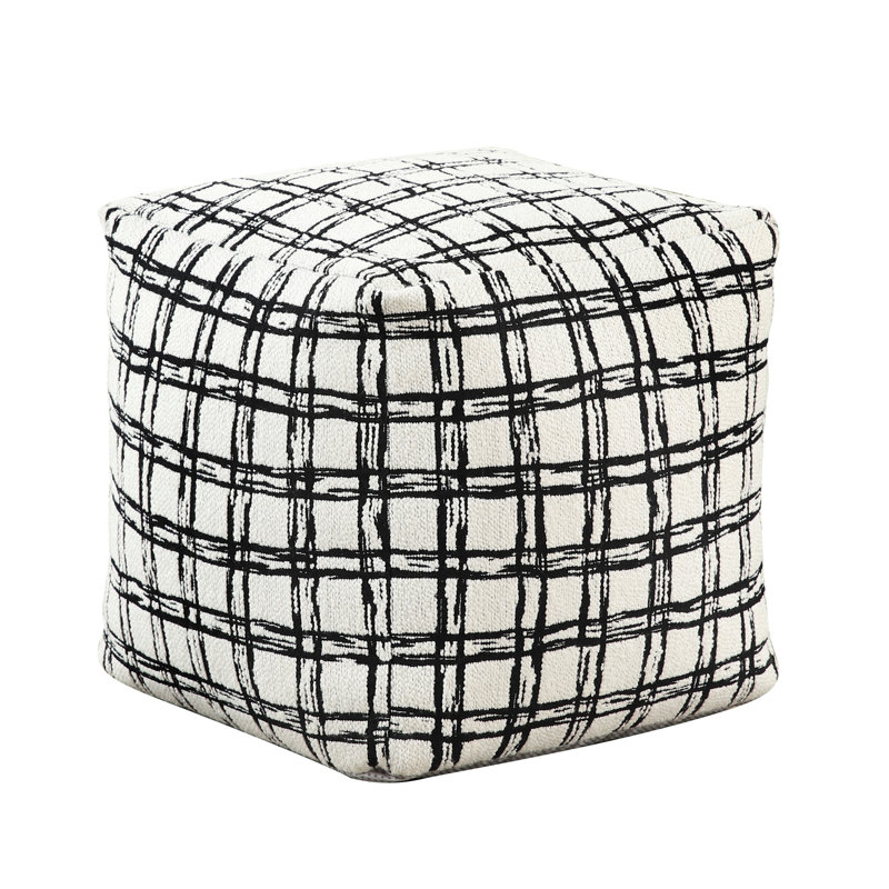 Pouf carré noir et blanc, tissu rembourré, surface antidérapante, poids de 300 lb, tissu 100%, capacité