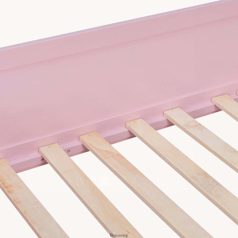 Lit mezzanine double en bois pleine grandeur, échelle et tablettes de rangement latérales multiples, chêne rose et naturel