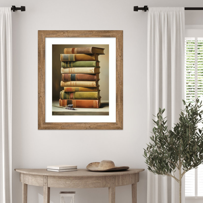 «The Book Pile» par Andreas Magnusson, impression sur bois encadrée