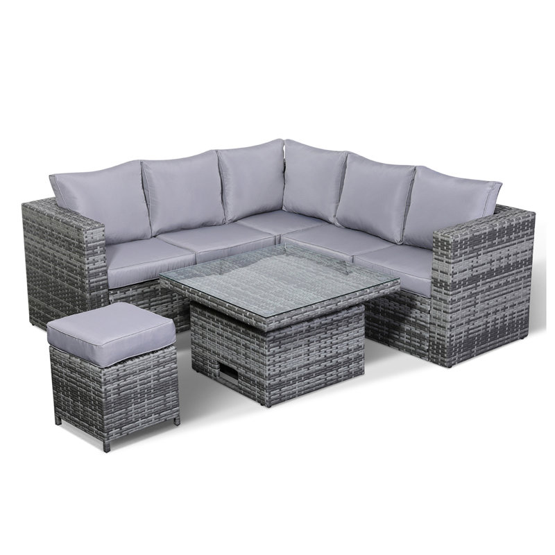 Rose Range Small Dining Corner Sofa Set With Rising Table In Grey