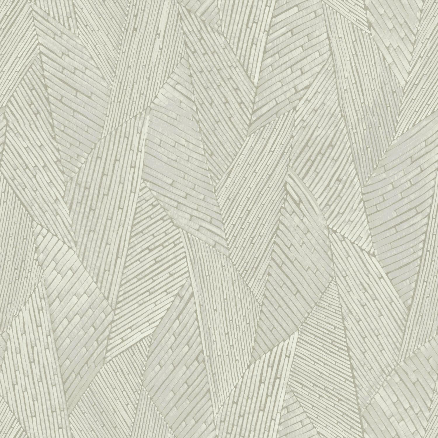Geometric Self-Adhesive Wallpaper Roll, Taupe/White
