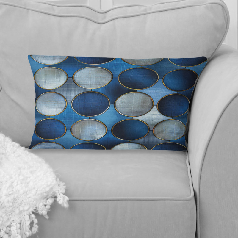 Coussin bleu Midcentury Circles III - Midcentury