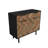 Liam 35" Mid-Century Modern 3-Door Accent Cabinet with 4 Shelves in Brown Wood Print and Black-1244959953