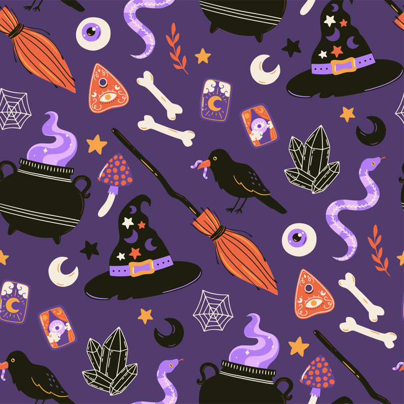 Halloween Spooky Illustration by Viktoriia Kashchuk - Wrapped Canvas Print, 76cm H x 76cm W
