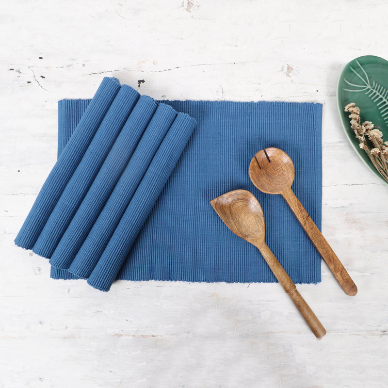 Ensemble de 6 napperons en coton Maralene Hokku Designs, Bleu