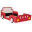Structure de lit simple de voiture de course, lit plateforme pour enfants avec roues, conception en forme de voiture, rouge-1373879095