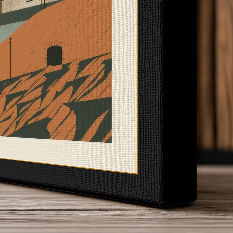 Lighthouse and Stones Coastal - Wrapped Canvas, 30x20 - 76.2 x 50.8 cm, Black Border