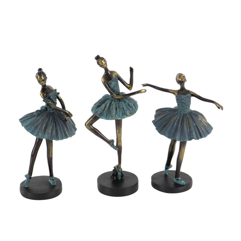 Minnich Polystone Dancer Teal Decorative Sculpture Set