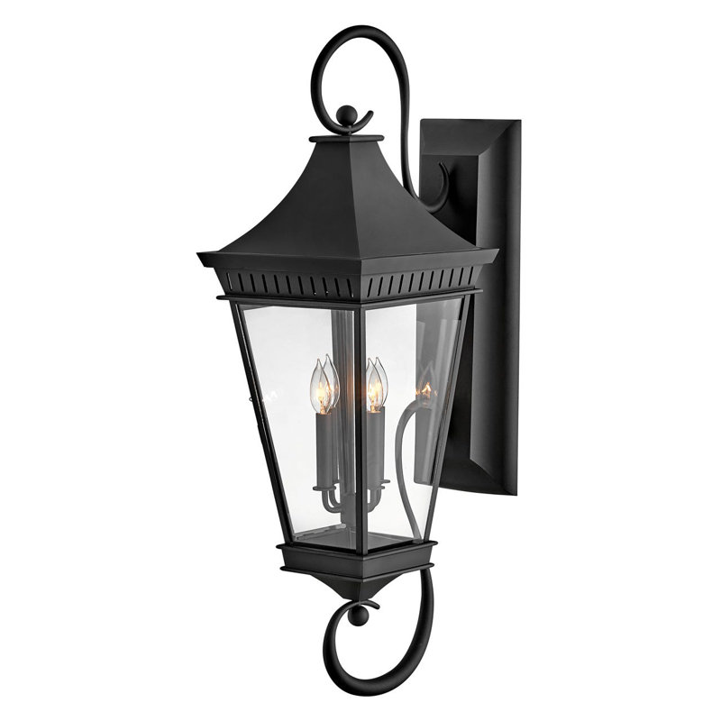 Chapel Hill 4-Light Outdoor Aluminum Wall Mount Lantern w/ Scrollwork