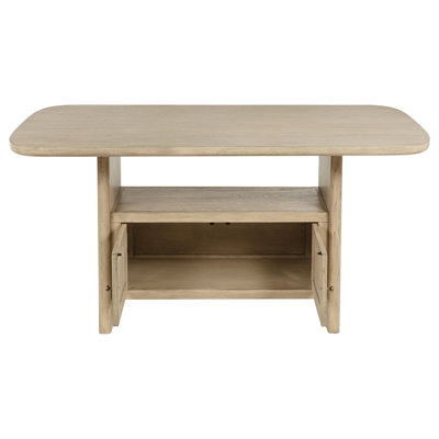 Cowen Cane Counter Height Storage Dining Table Beige Oak