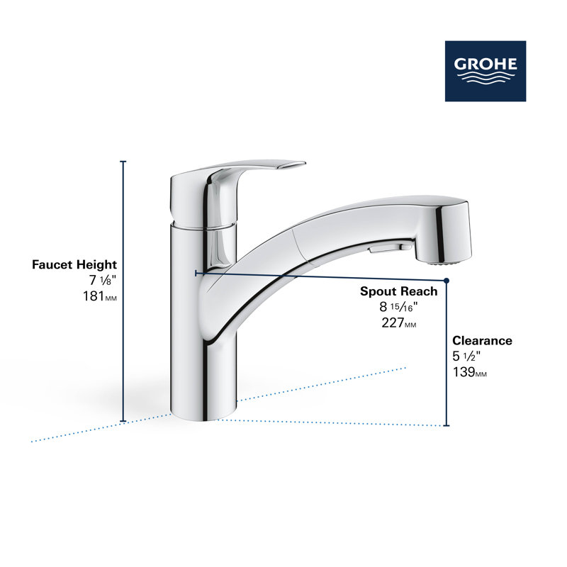 Eurosmart® Pull-Out Single-Handle Dual Spray Kitchen Faucet, Super Steel