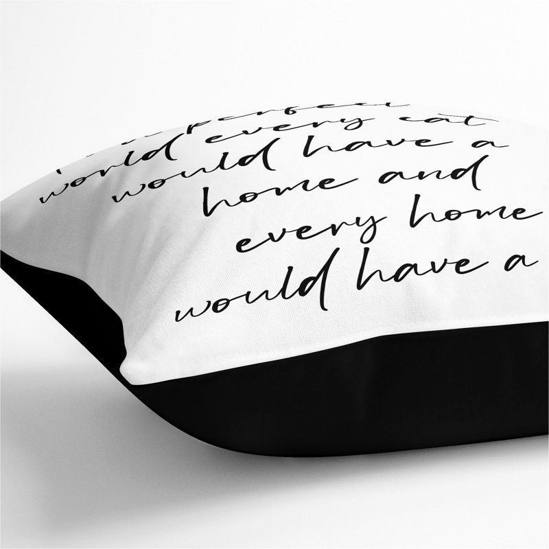 Cat Square Throw Cushion, Black, 55cm H x 55cm W x 20cm D