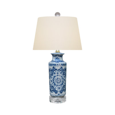 B/W PORCELAIN PHOENIX BIRDCANTON VASE LAMP