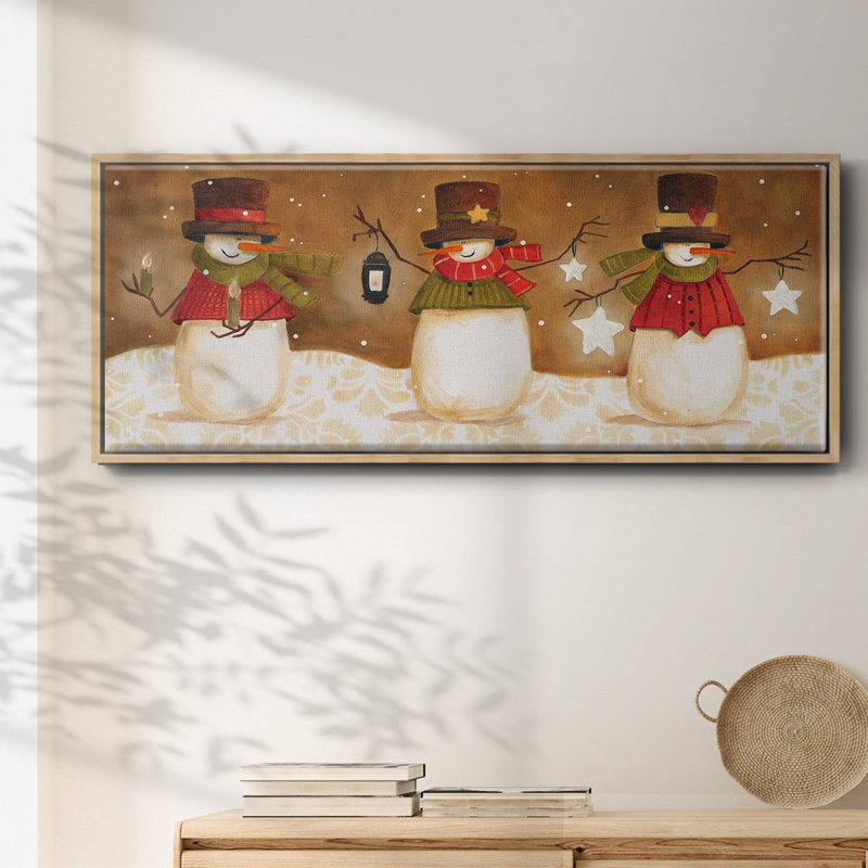 Top Hat Snowmen- Framed Canvas