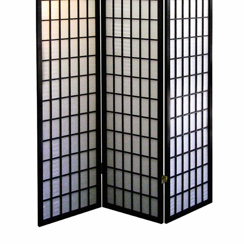 Paravent de 70 pouces de hauteur, 3 écrans noirs de style japonais. Définir un espace privé. Cadre en bois avec 3 panneaux de papier. Pliable pour le rangement. H x 6 po x l 50 po x P 13 po. Paravent japonais, noir.