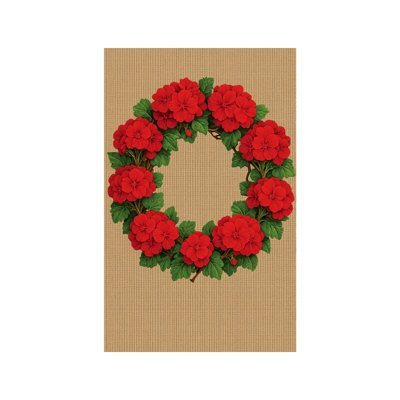 Drapeau décoratif en toile de jute et géranium rouge 12 po x 18 po