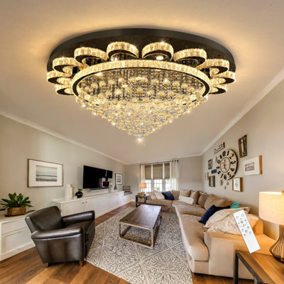 Lustre de luxe pour plafonds hauts noir