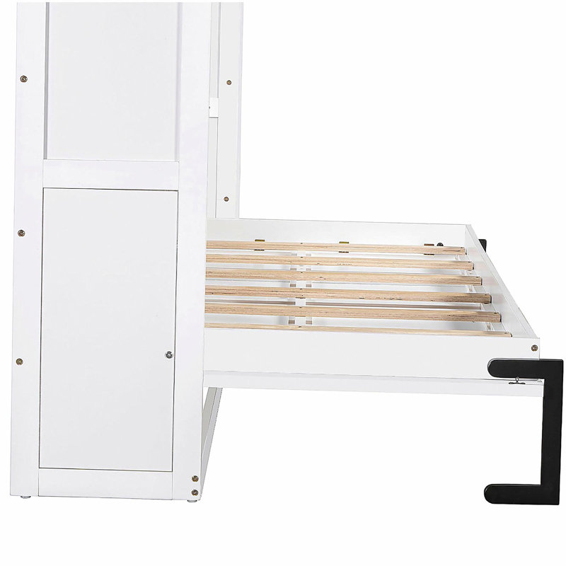 Murphy bed with bookshelf, Twin, White