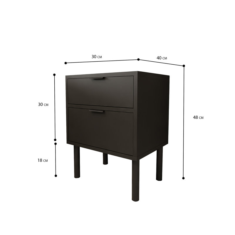 Lotario 30cm W Steel Bedside Table, Black