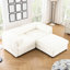 Chenille blanche moderne avec 2 sièges et rangement, tissu doux cylindrique, élégant 2 pièces pour salon, siège fonctionnel-375745279-375745278