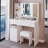 41" Vanity Table With LED Mirror And Storage For Large Space-1259386157