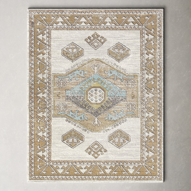 Epps Southwestern Stain Resistant Machine Woven Indoor / Outdoor Area Rug, Rectangle 5'3" x 7'3"