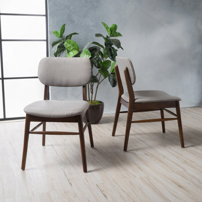 Ensemble de 2 chaises de salle à manger rembourrées Mid-Century avec structure en bois d'hévéa, noyer
