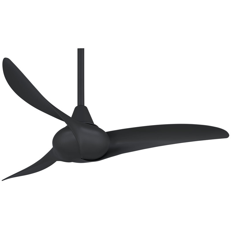 44'' Wave 3 - Blade Standard Ceiling Fan with Remote Control, Coal