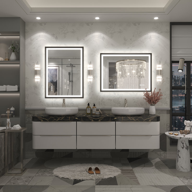 Miroir de salle de bain / meuble-lavabo mural Molly, 32 po x 24 po