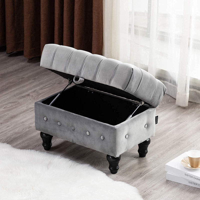 Eman Upholstered Ottoman, Gray