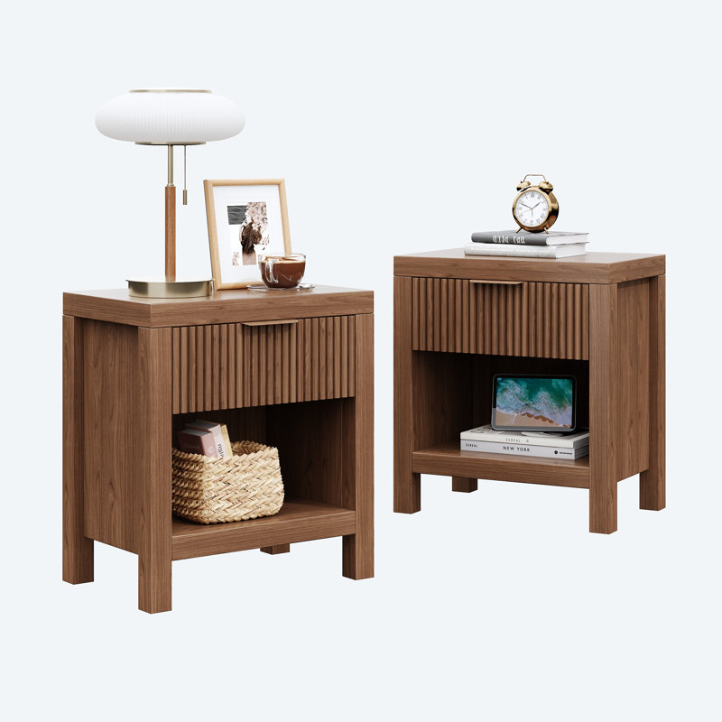 Latitude Run 19.69" Tall 1-Drawer Nightstand Set of 2