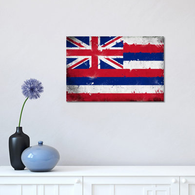 Hawaii Flaggrunge Painted 1 Piece Wrapped Canvas Wall Art