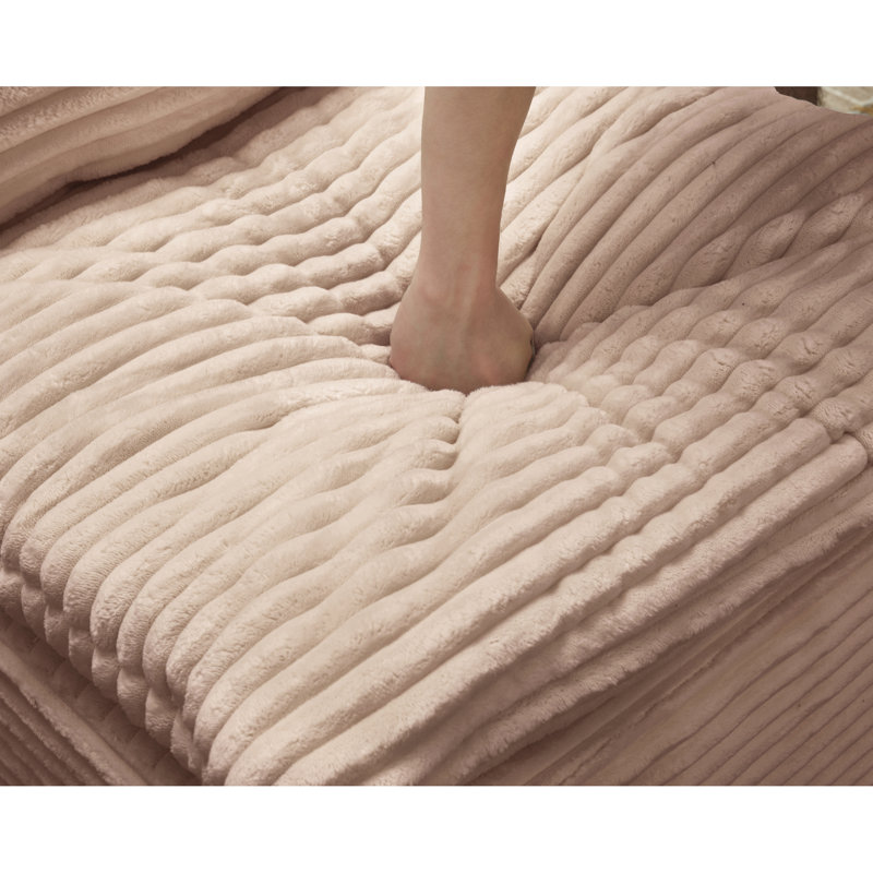 Lit multifonctionnel de 80 po en rose, revêtement en velours côtelé, avec design pliable et velours côtelé en mousse haute densité, sans assemblage, base antidérapante stable