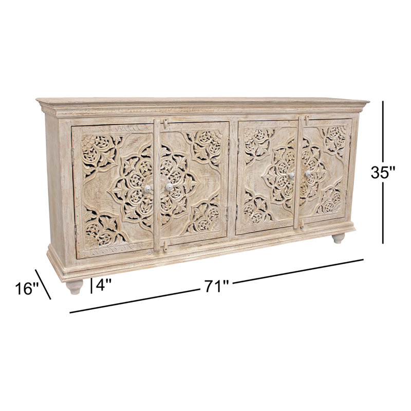 Aitkin 71'' Solid Wood Sideboard, Distressed White